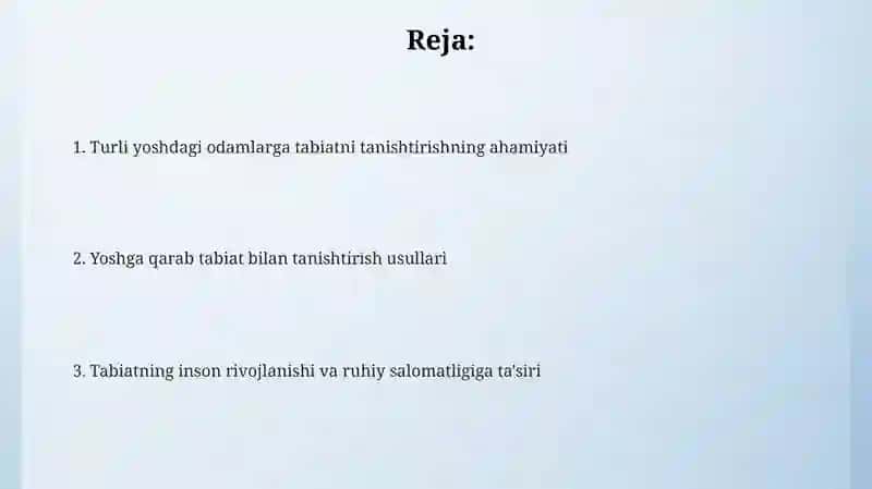 Tabiat bilan tanishtirishning ahamiyati 2