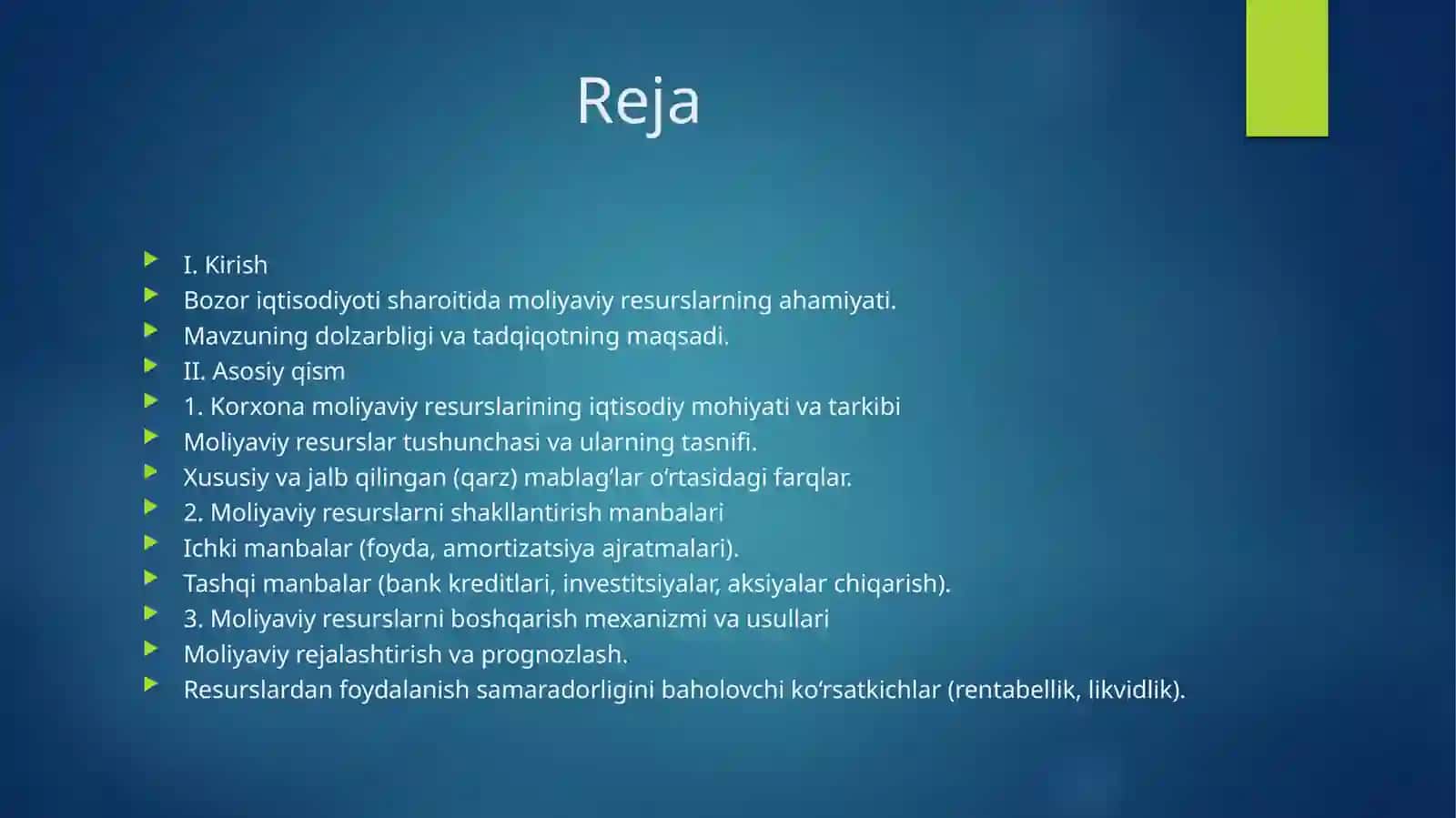 Korxonaning moliyaviy resurslari va ularni samarali boshqarish 2