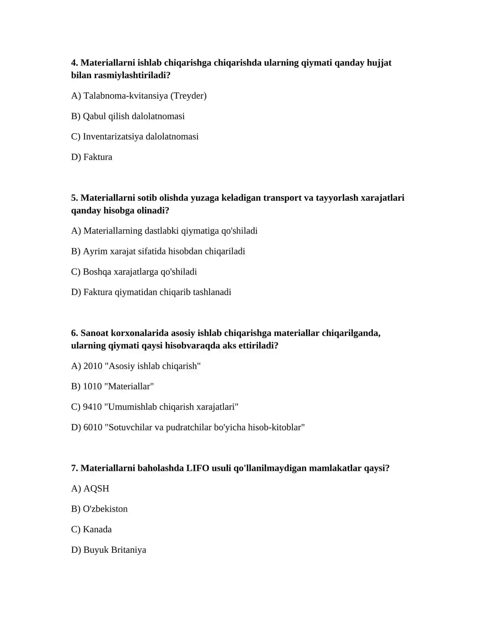 Material xarajatlarining hisobi 2