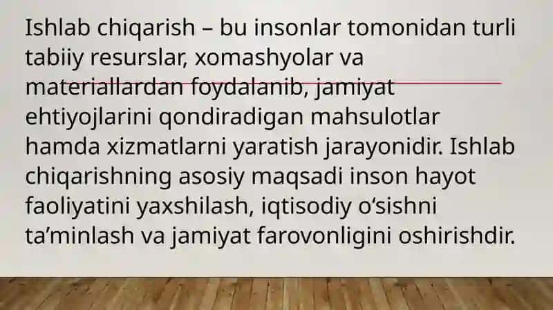 Ishlabchiqarish va texnalogiya 2