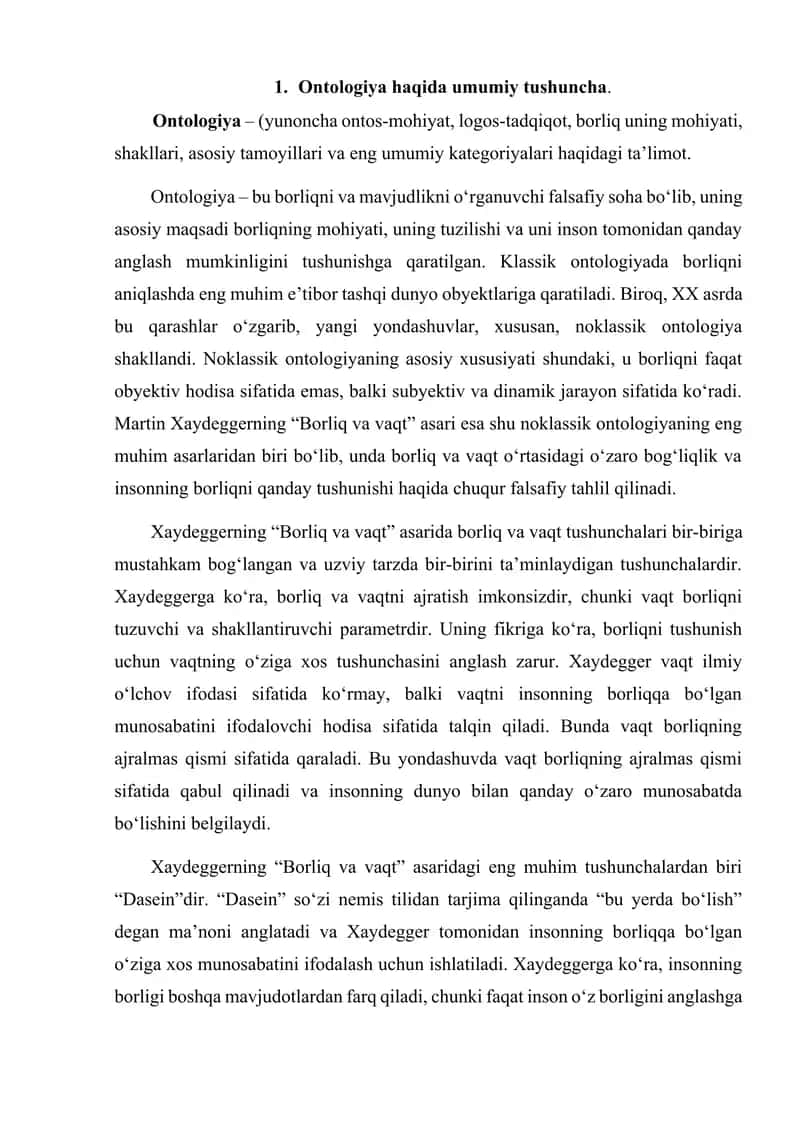 Noklassik ontologiyaning yo’nalishlari va mohiyati 2