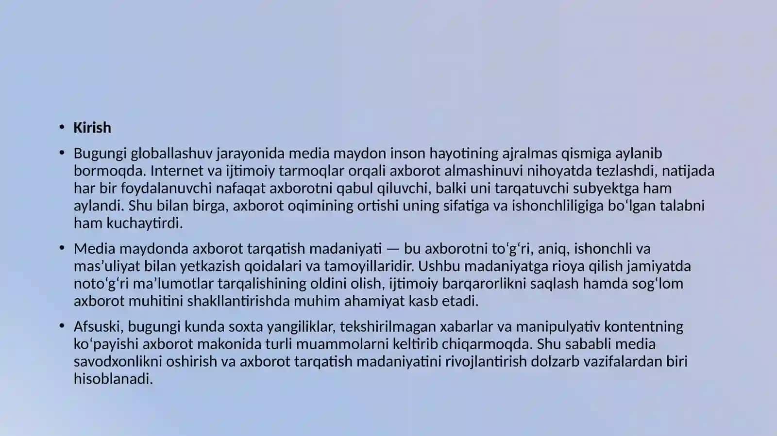 Mediamaydonda axborot tarqatish madaniyati 2