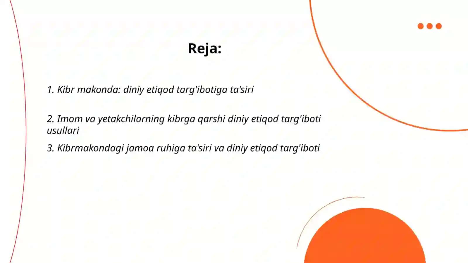 Kibr makonda diniy etiqod targ’iboti 2