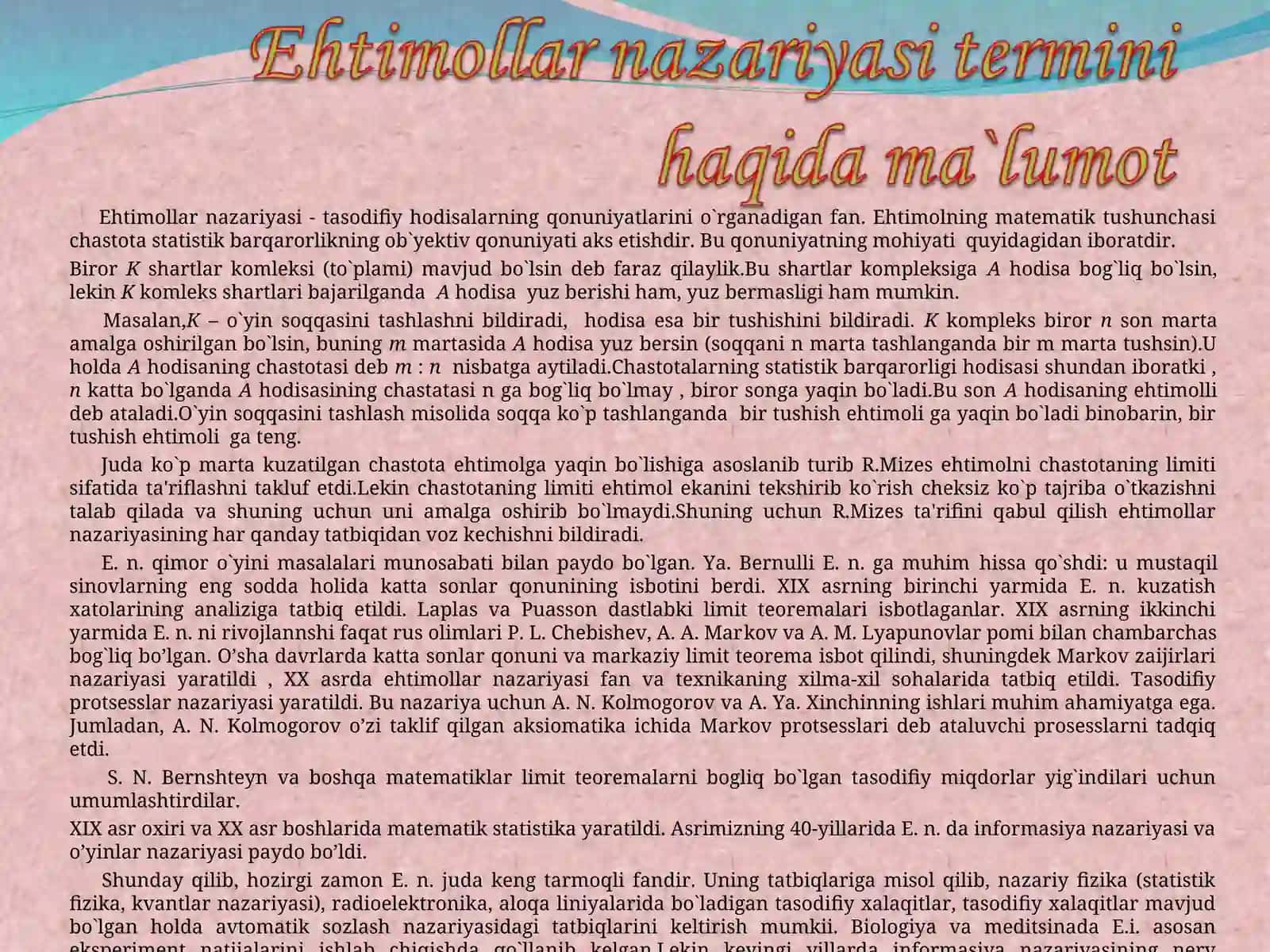Ehtimollar nazariyasi 2