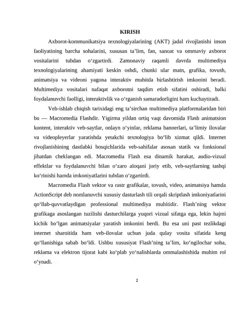 MACROMEDIA FLASH DASTURI HAQIDA MA’LUMOT 2