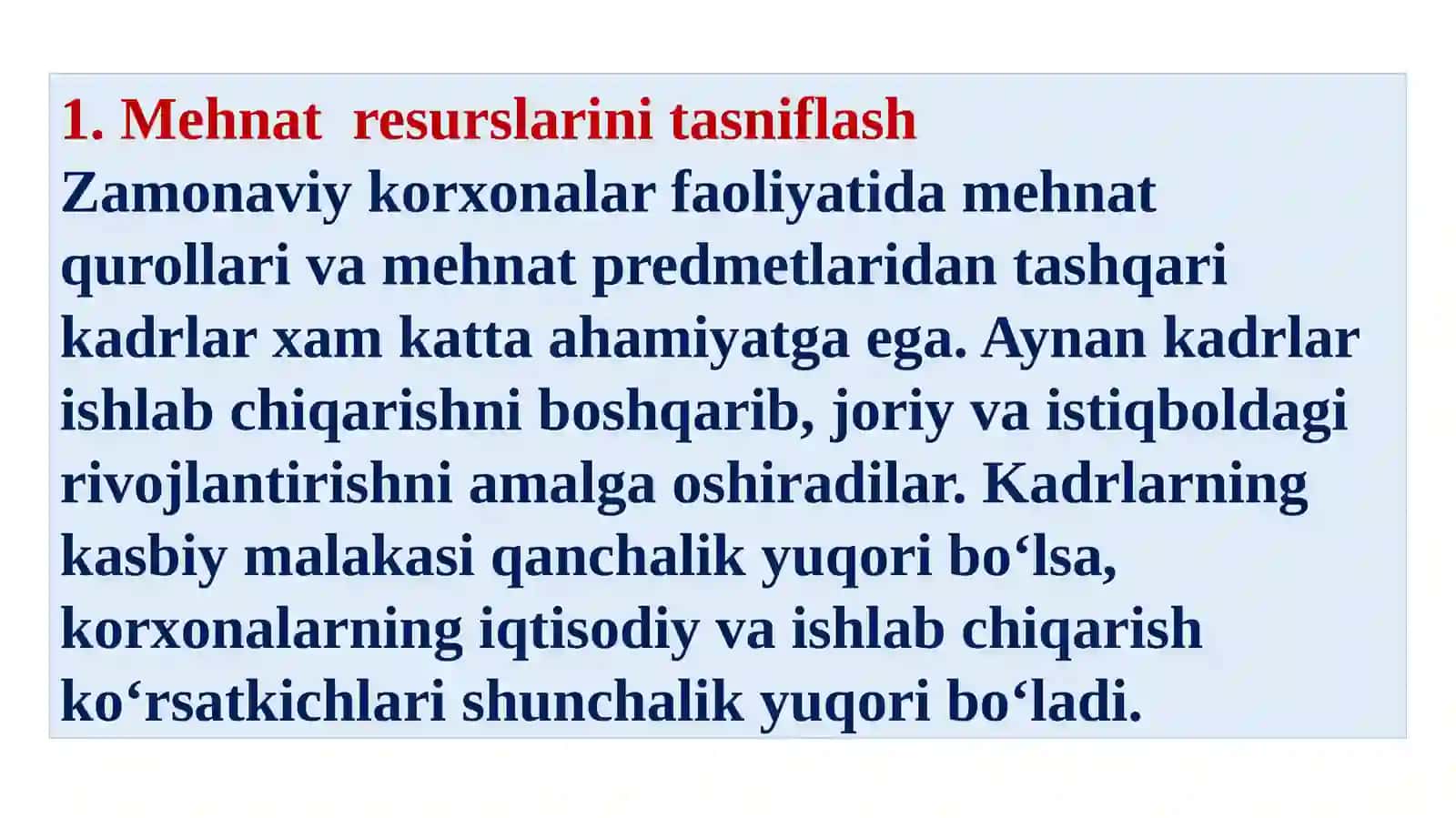 KORXONANING MEHNAT RESURSLARI 2