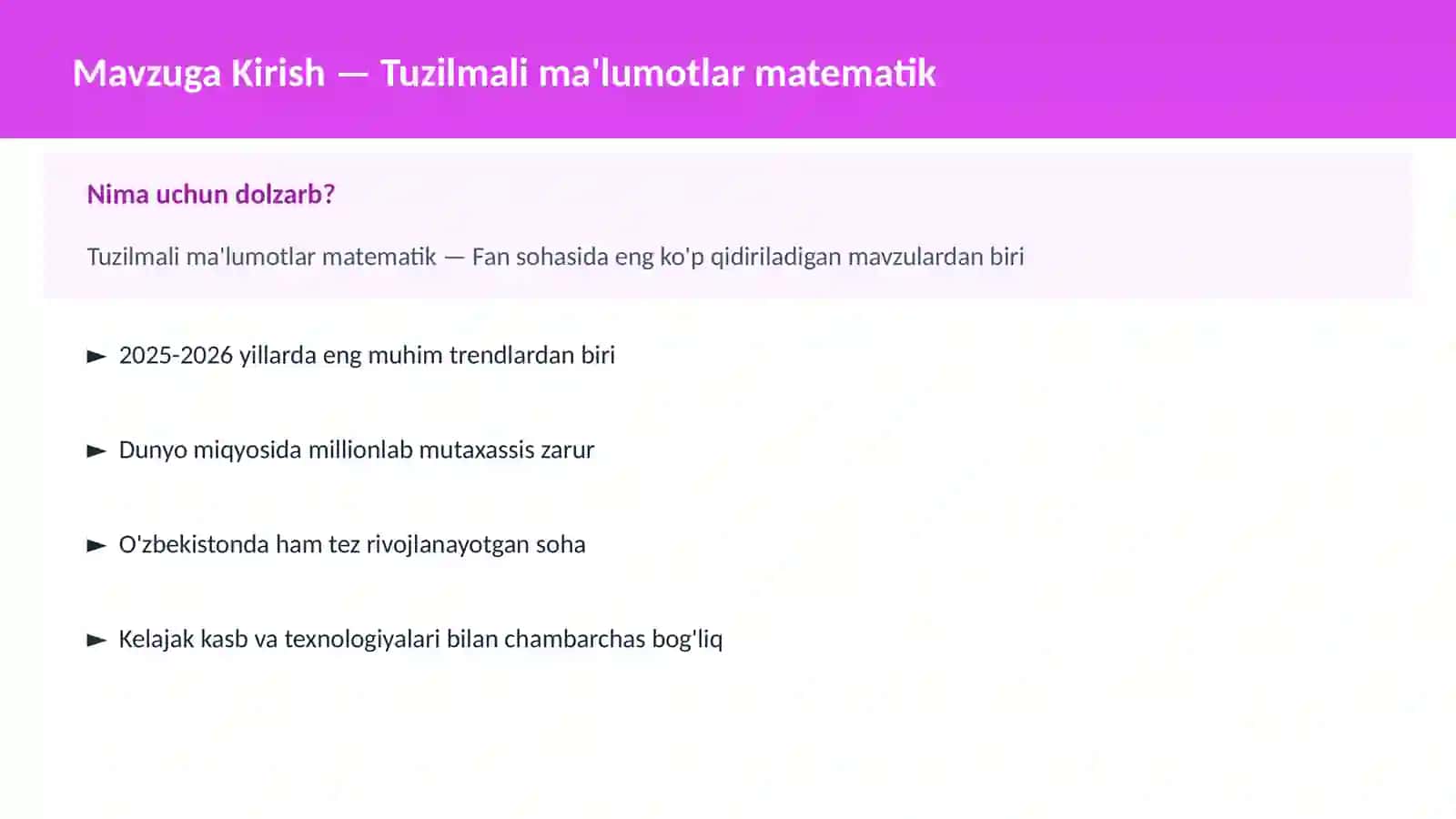 Tuzilmali ma'lumotlar matematik 2