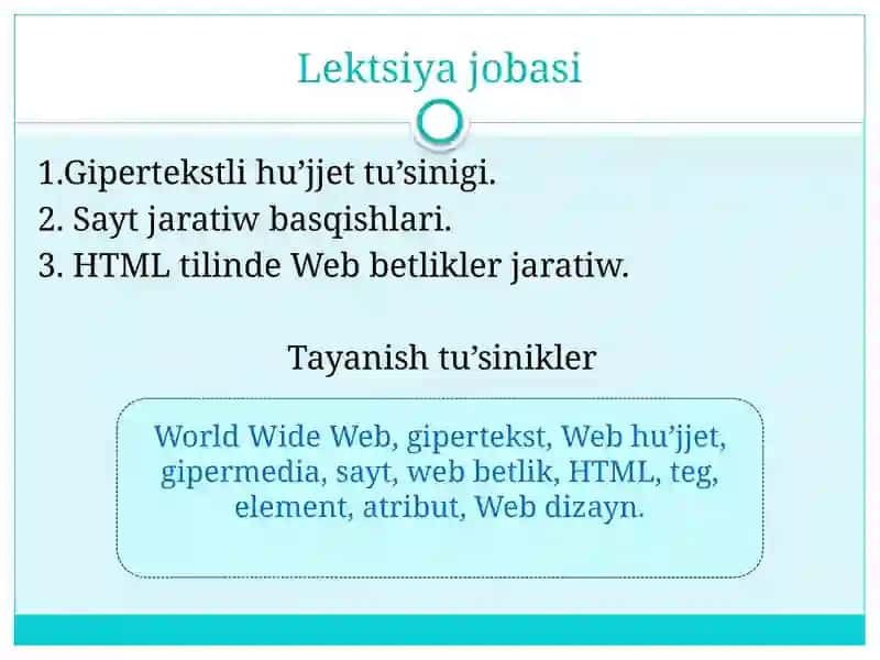 HTML TILINDE WEB SAYT JARATIW JOLLARI 2