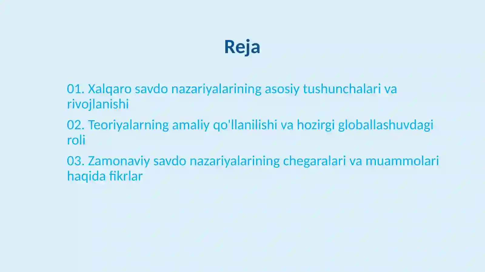 Zamonaviy xalqaro savdo nazaryalari 2