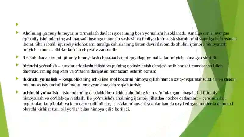 Oʻzbekiston Respublikasi Ijtimoiy Sohadagi Islohotlar 2