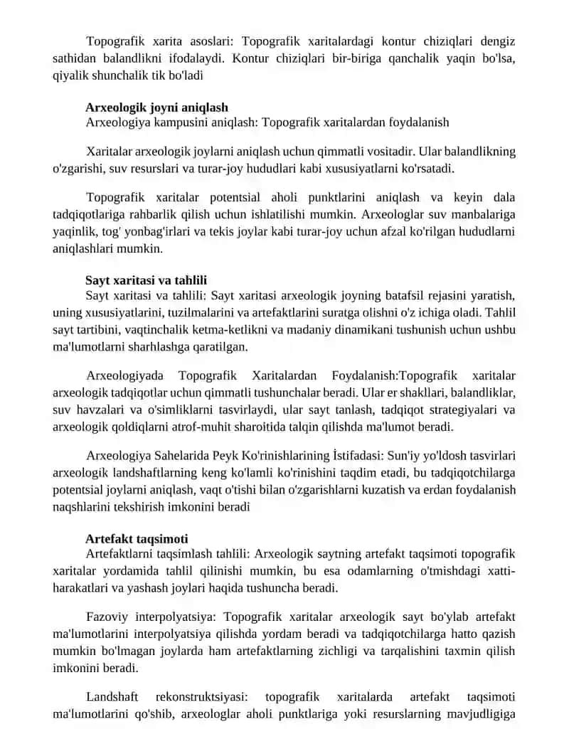 Arxeologiyada Topografik Xaritalardan Foydalanish 2