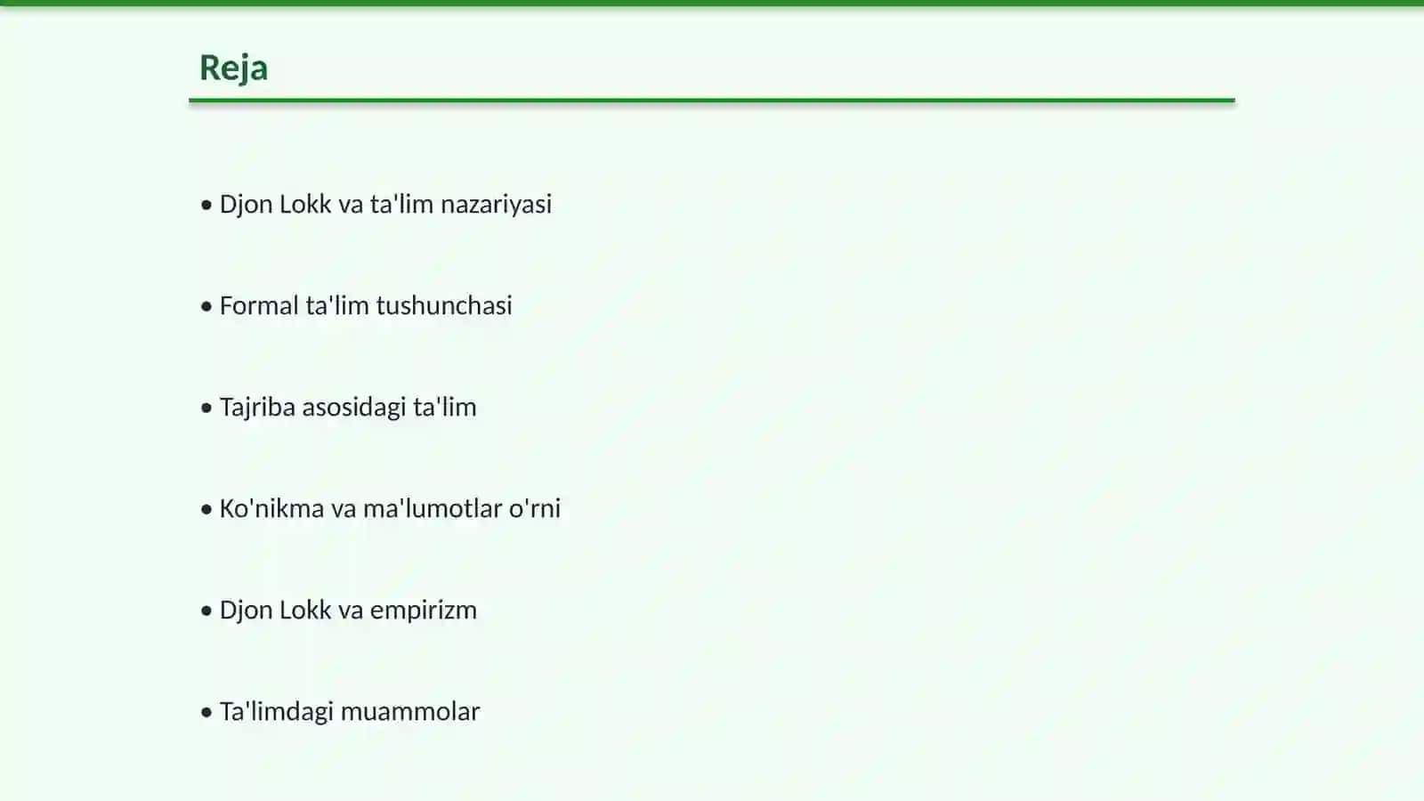 Formal ta'lim nazaryasiga Djon lokk 2