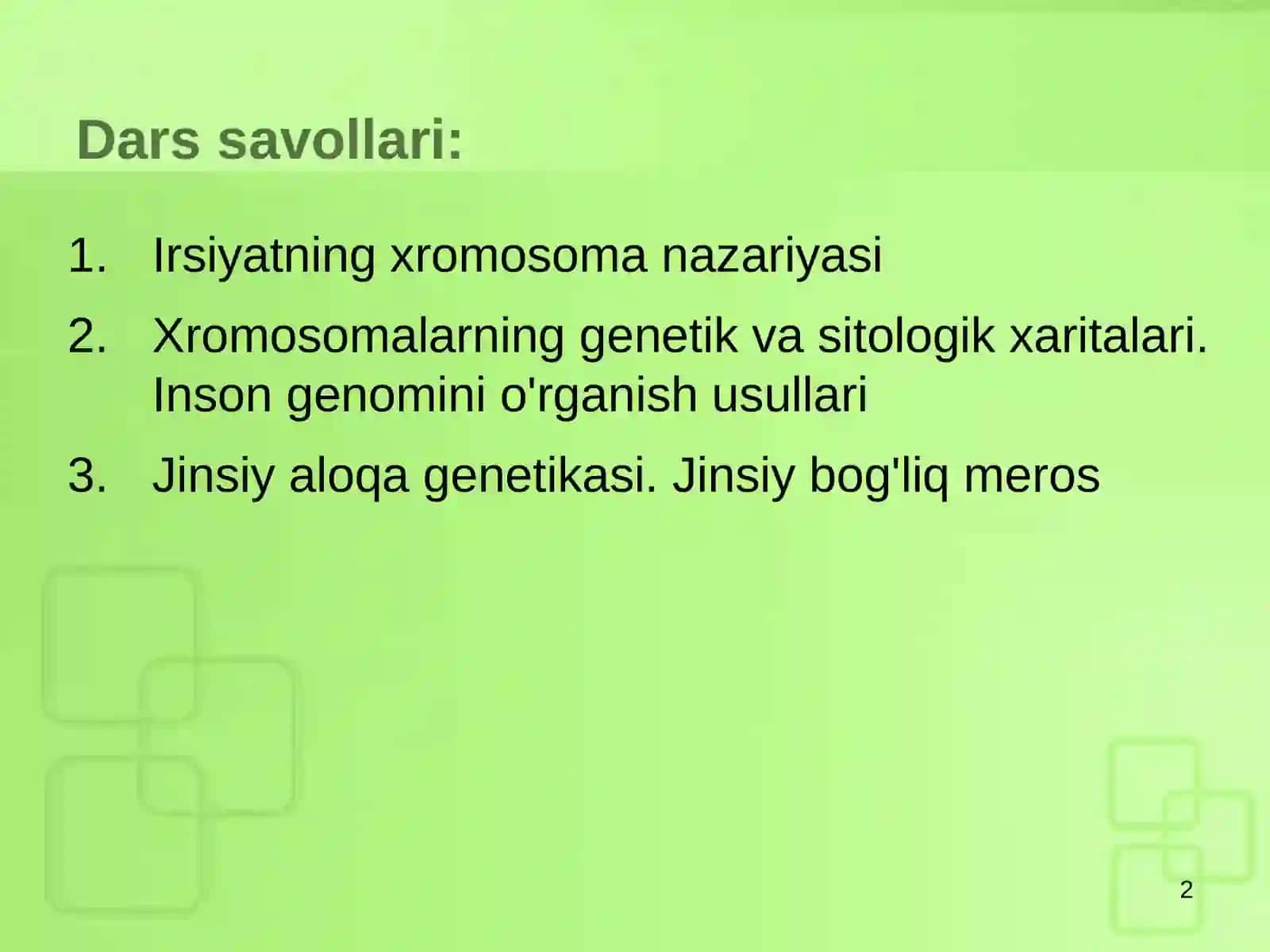 Zanjirlangan meros.Jinsiy aloqa genetikasi 2