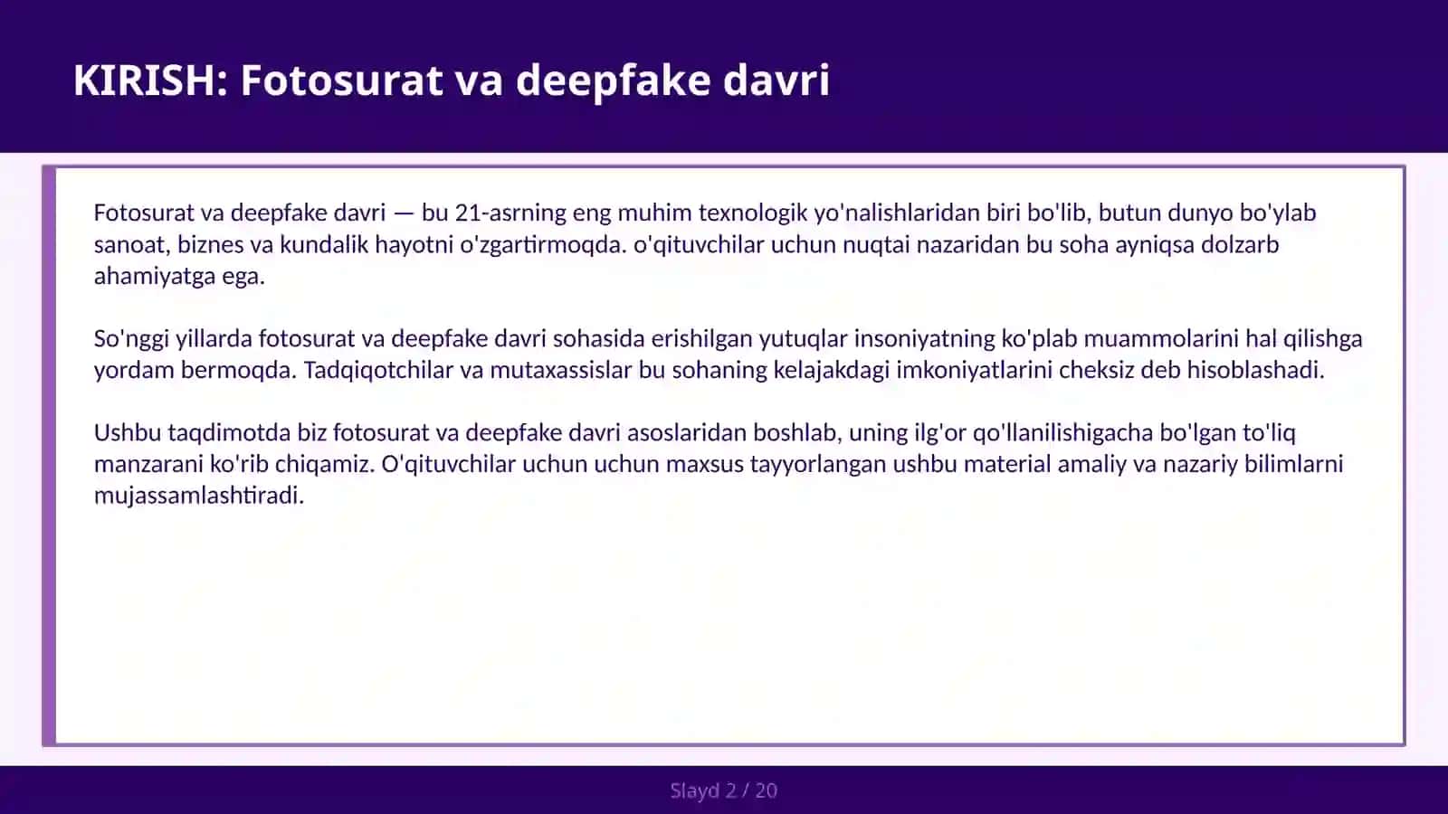 Fotosurat va Deepfake Davri 2