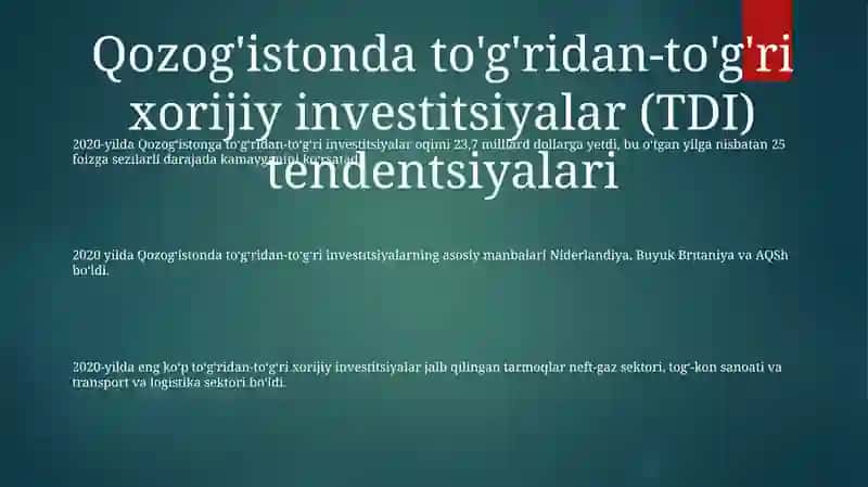 2020 2024 Yillarda Qozog'Iston Investitsiya Faoliyati 2