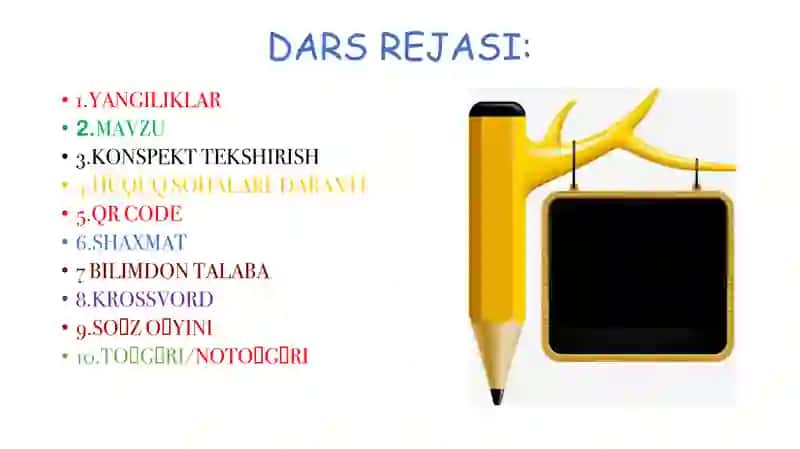 dars olib borish uchun shablon 2