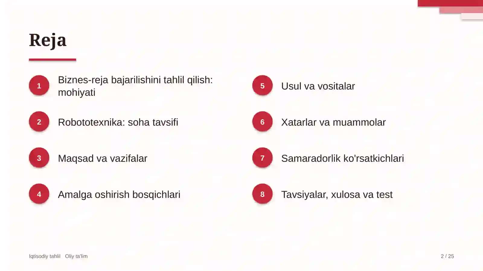 robototexnikada biznes reja bajarilishini tahlil qilish 9332 2