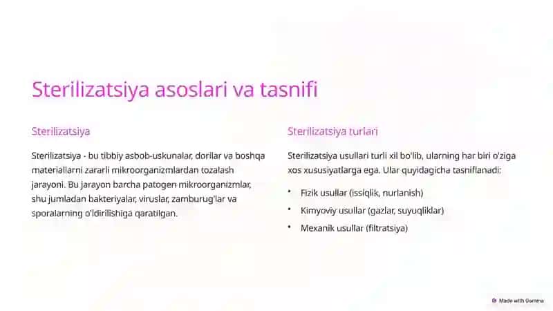Zamonaviy Sterilizatsiya Usullari 2