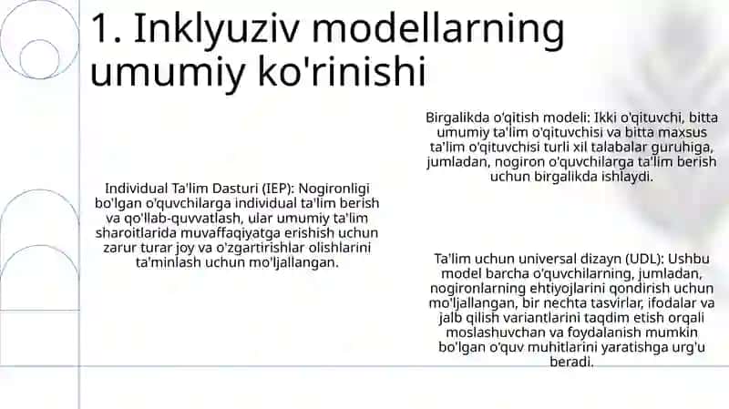Inklyuziv modellarning umumiy ko'rinishi 2