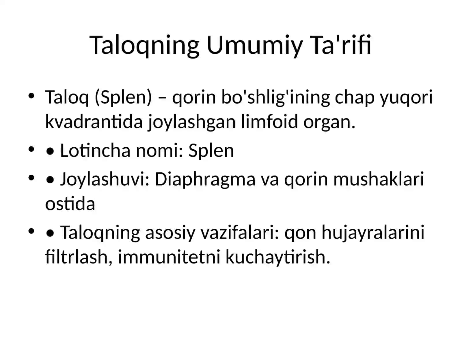 Taloq (Splen) Mavzusi 2