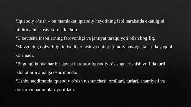 Iqtisodiy o‘sish 2