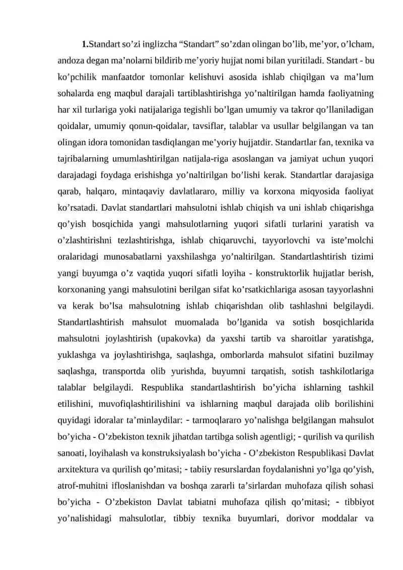 Standartlashtirish usullarini o’rganish 2