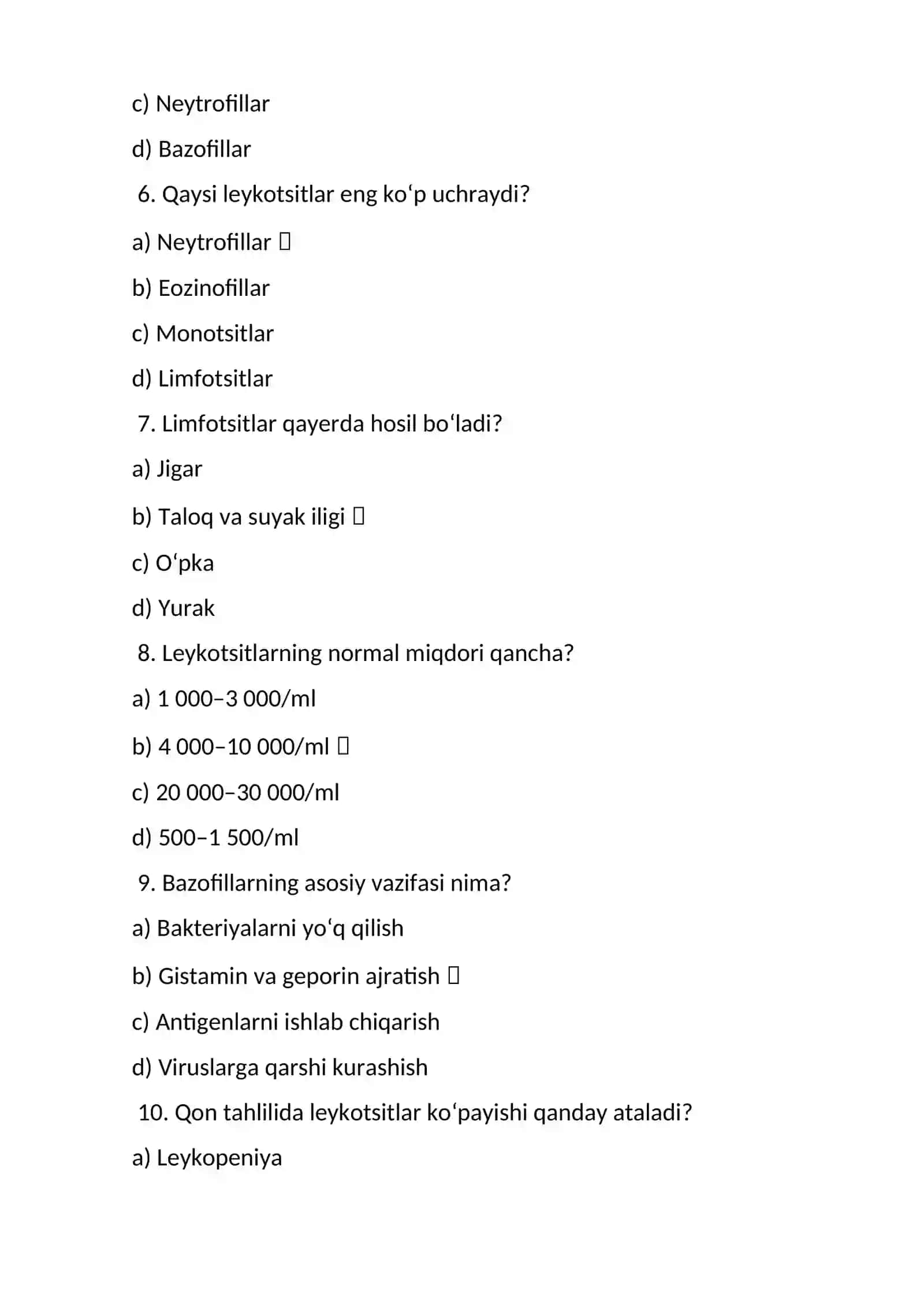 Leykotsitlar, ularning turlari va funksiyalari 2