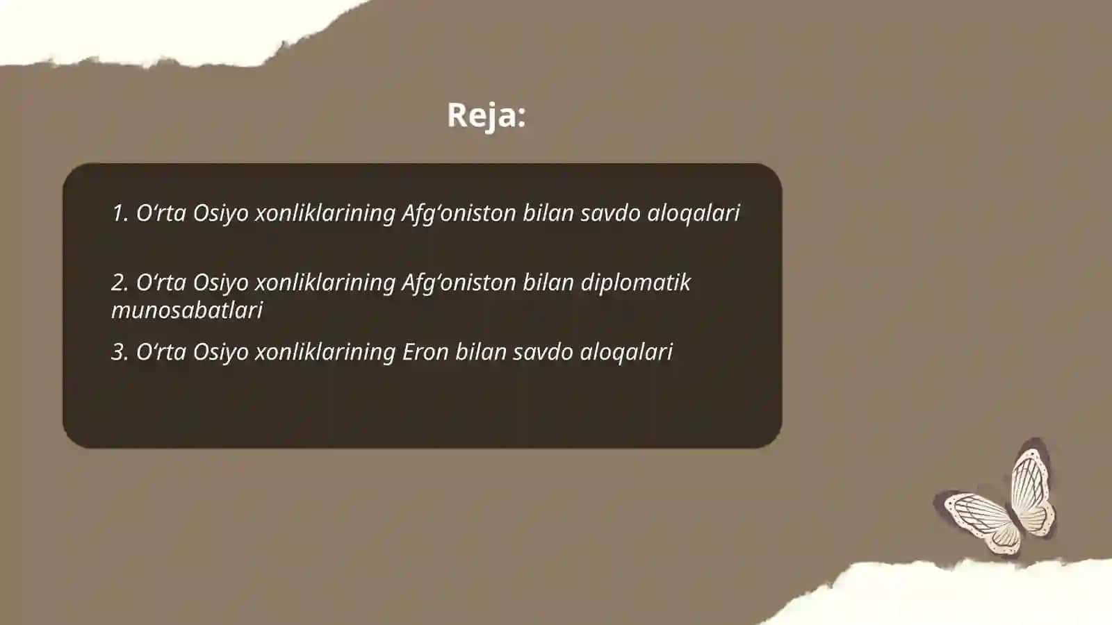 Oʻrta Osiyo xonliklarining Afgʻoniston bilan savdo aloqalari 2