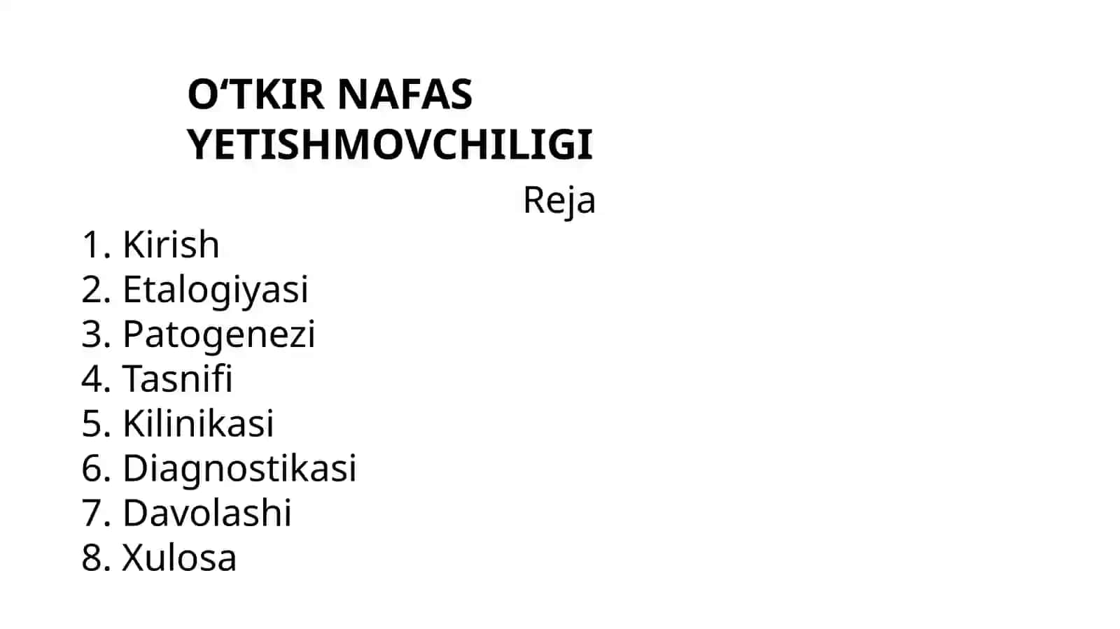 O‘tkir Nafas Yetishmovchiligi 2