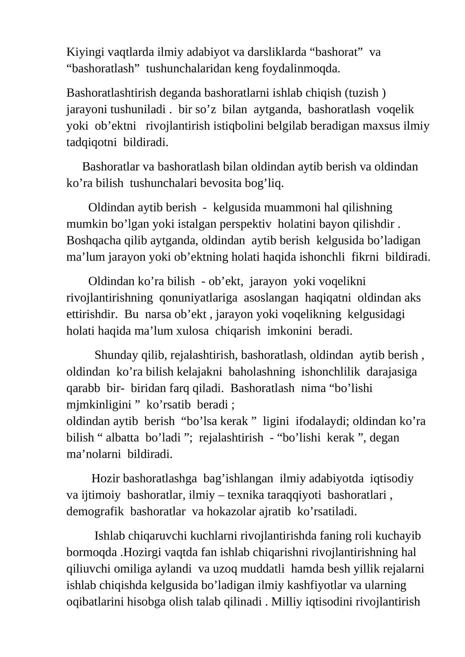 Bashoratlash usullari 2