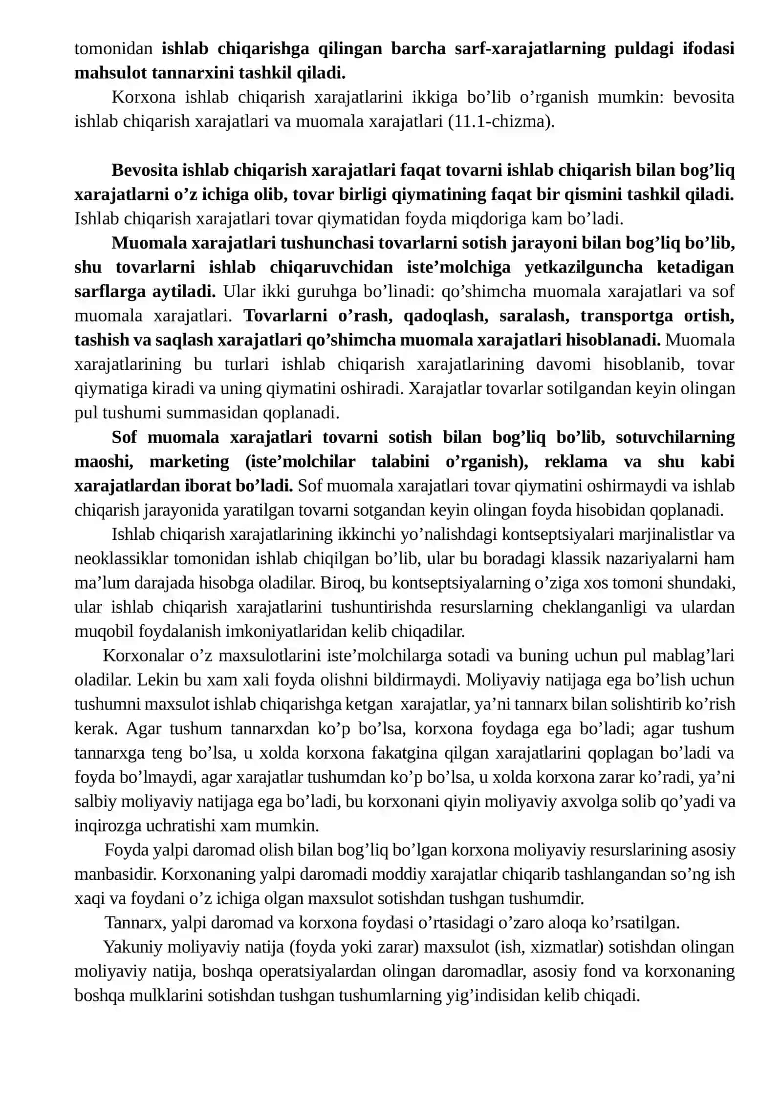 Ishlab chiqarish xarajatlari, foyda va rentabellik 2
