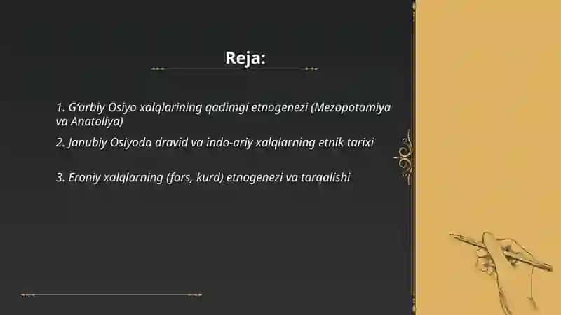 Gʻarbiy va Janubiy Osiyo xalqlari etnogenizi va etnik tarixi 2