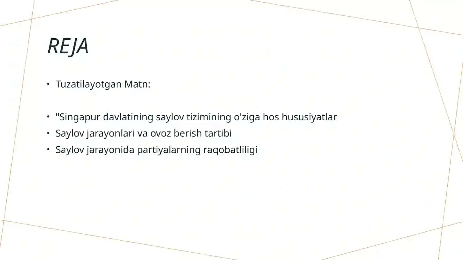 Singapur davlatining saylov tizimi 2