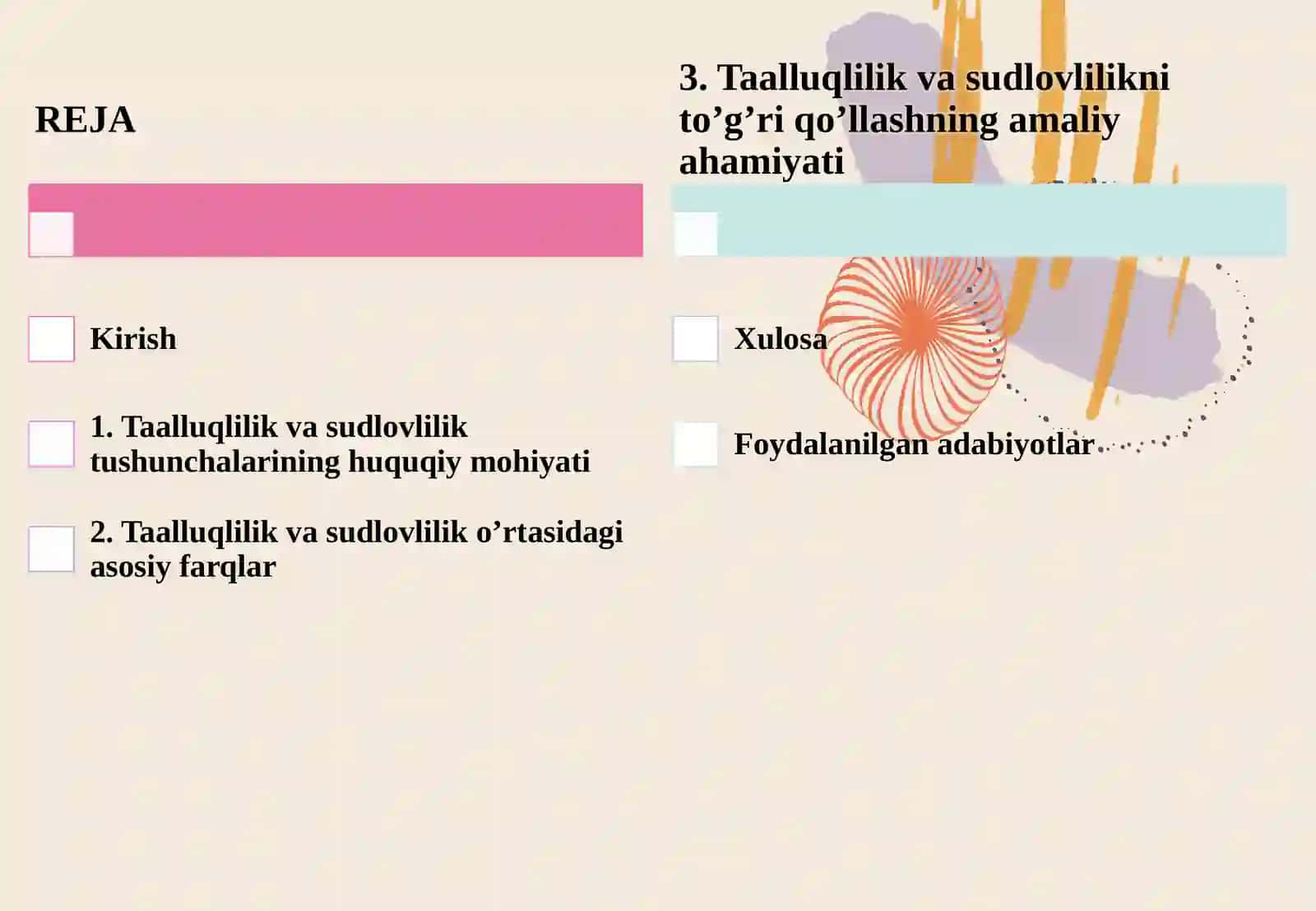 Taalluqlikni sudlovlilikdan farqi 2