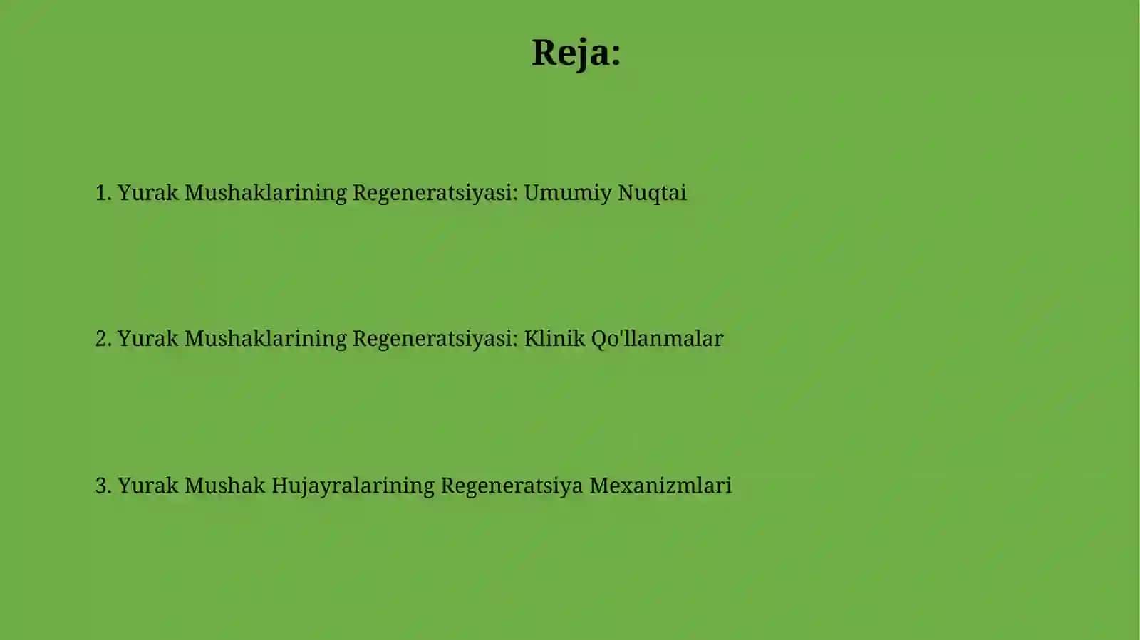 Yurak mushagi regeneratsiyasi 2