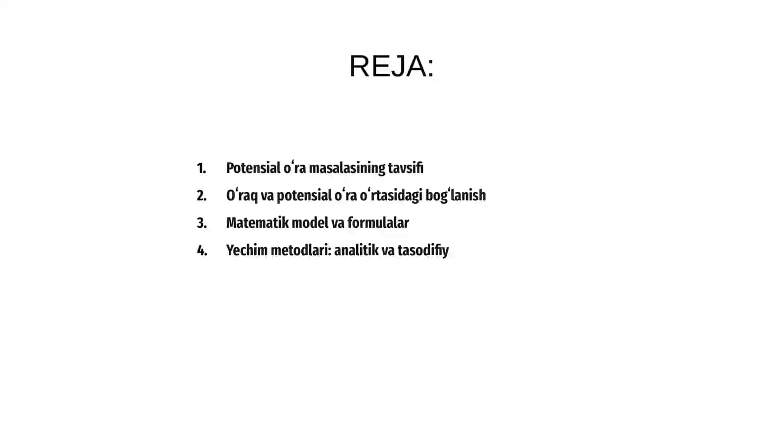 Potensial oʻra masalasi 2