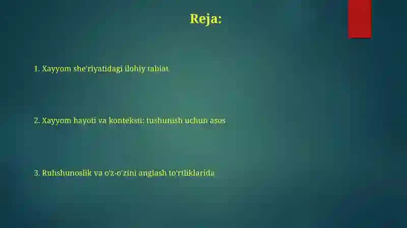 Umar Hayyom ruboiylari daruhiy tarbiyamasalasi 2