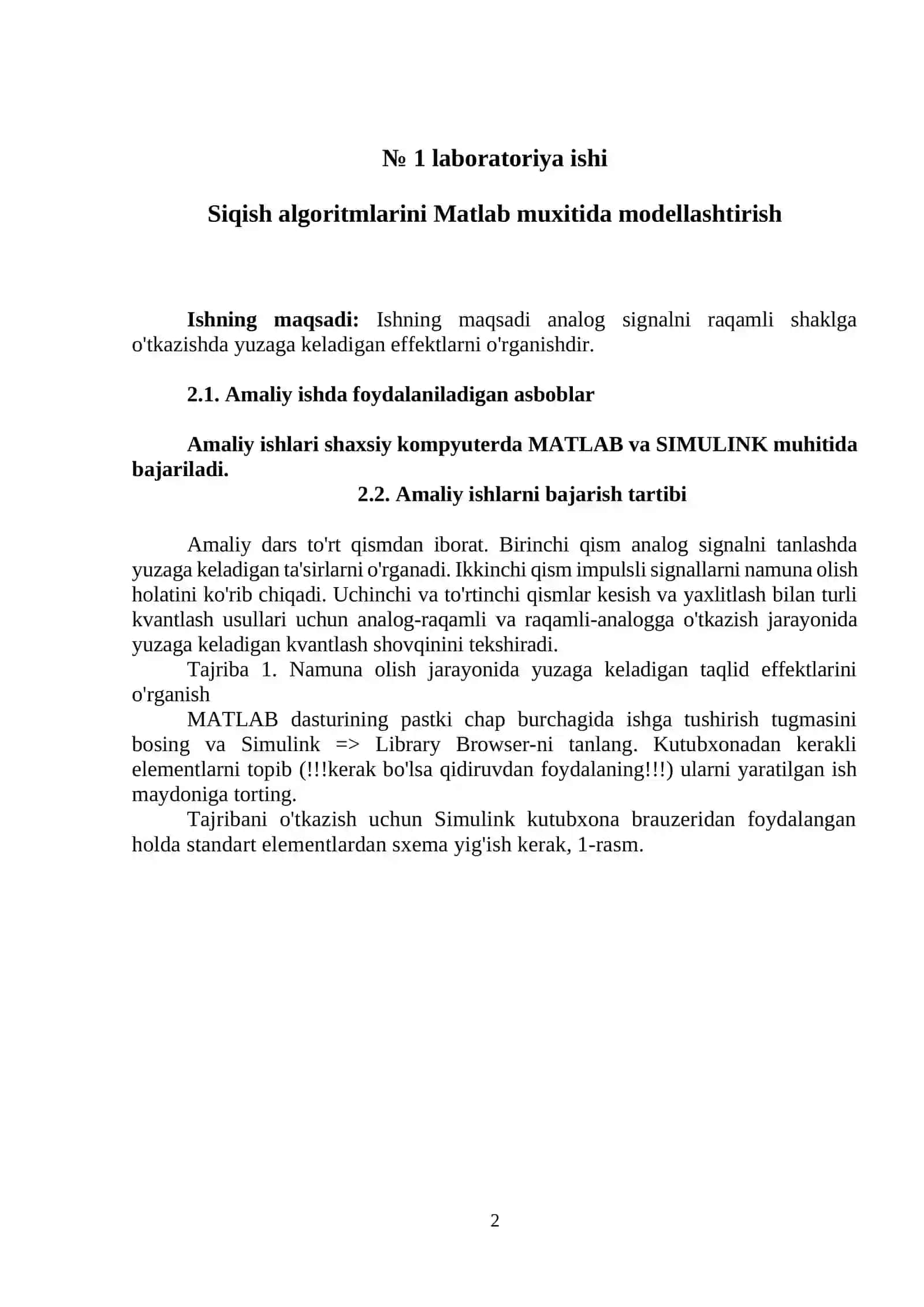 Siqish algoritmlarini Matlab muxitida modellashtirish 2
