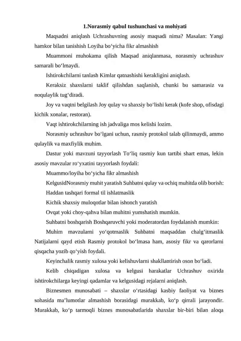 BIZNESDA NORASMIY QABULLAR O‘TQAZISH TARTIBI 2