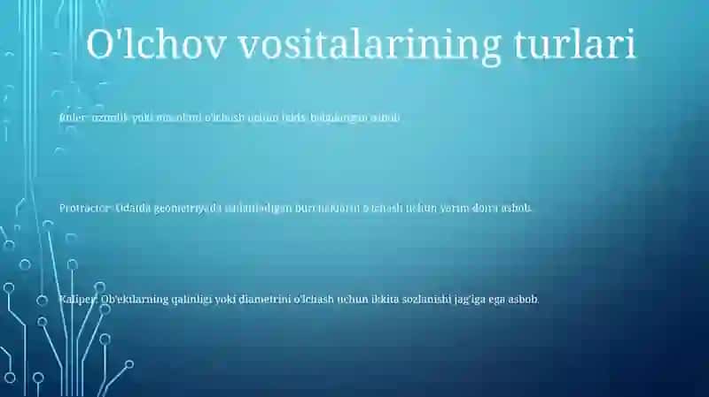 O'Lchov Vositalari, Ularning Turlari 2