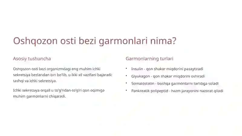 Oshqozon osti bezi garmonlari 2