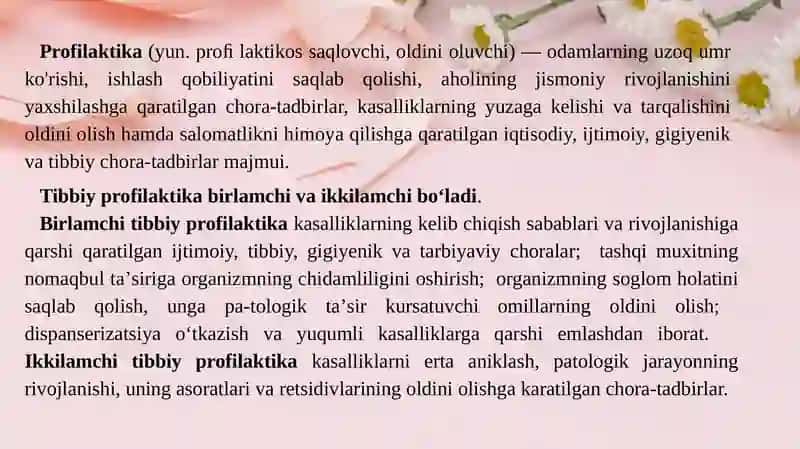 Profilaktik dasturlarni tashkil etish 2