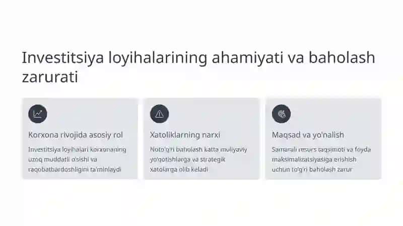 Investitsion loyihalarini baholash usullari 2