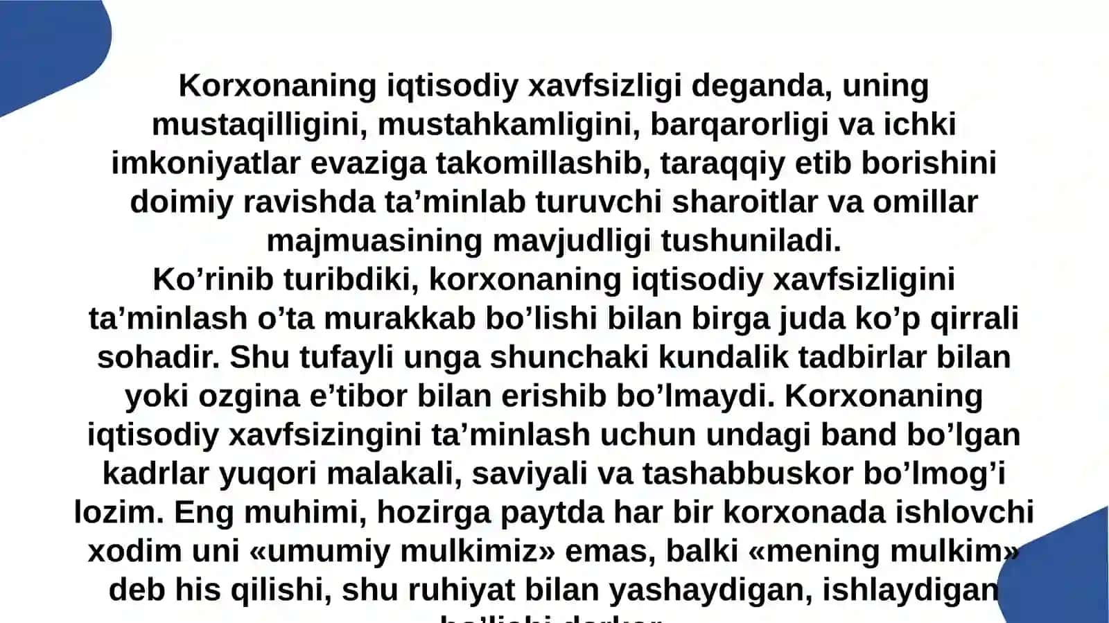 Korxonaning iqtisodiy xavfsizligi 2