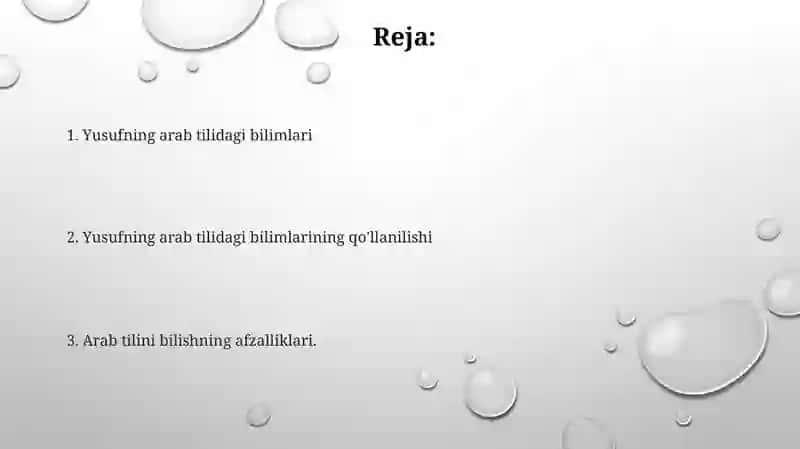 Yusufning arab tilidagi bilimlari 2
