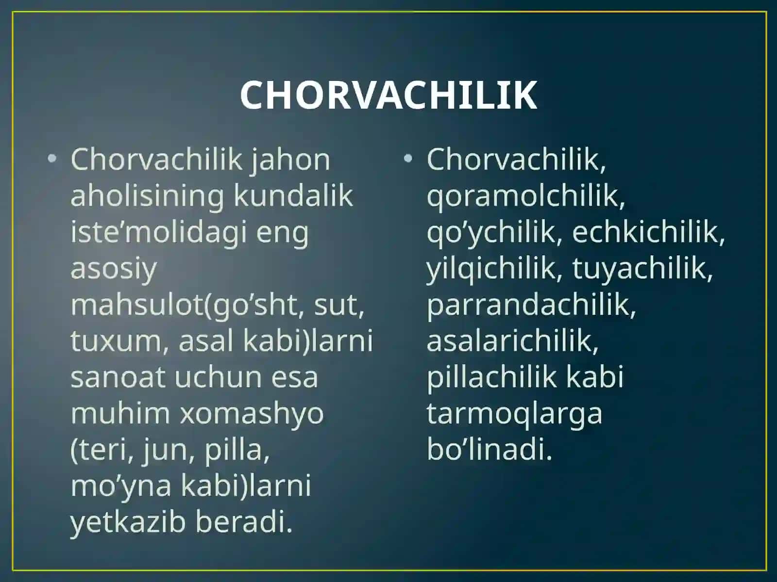 JAHON CHORVACHILIGI VA BALIQCHILIGI GEOGRAFIYASI 2