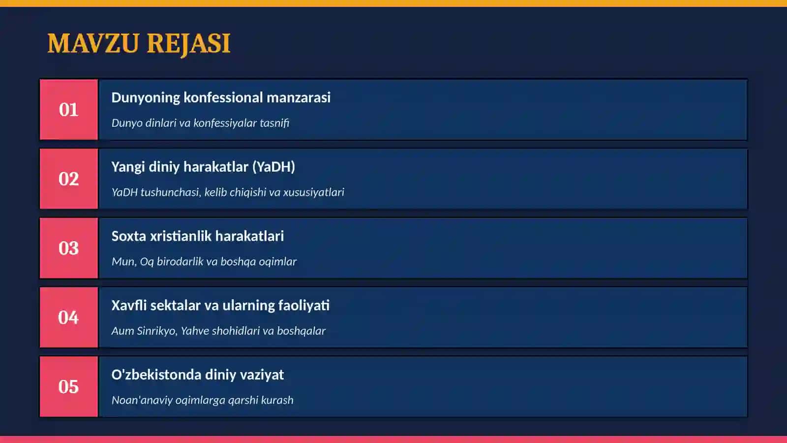 YANGI DINIY HARAKATLARVA SEKTALAR 2