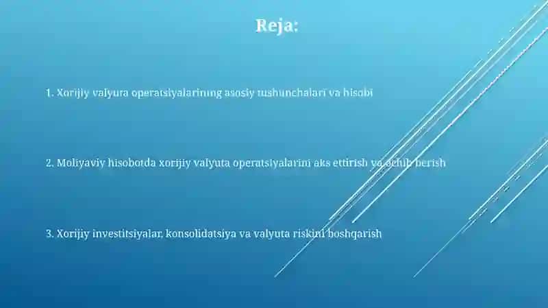 Xorijiy valyuta operatsiyalari hisobi 2