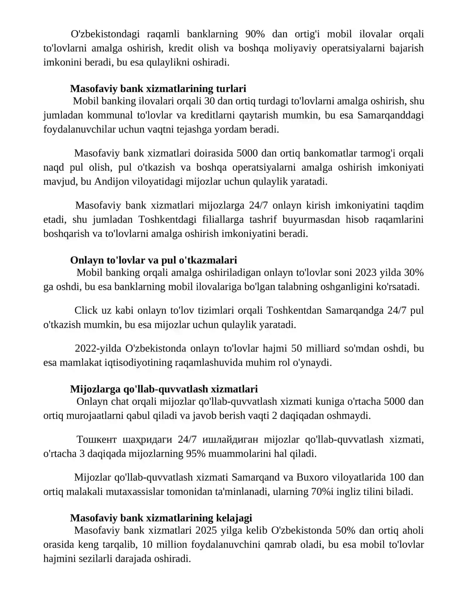 Raqamli bank tizimida masofaviy bank xizmatlari 2