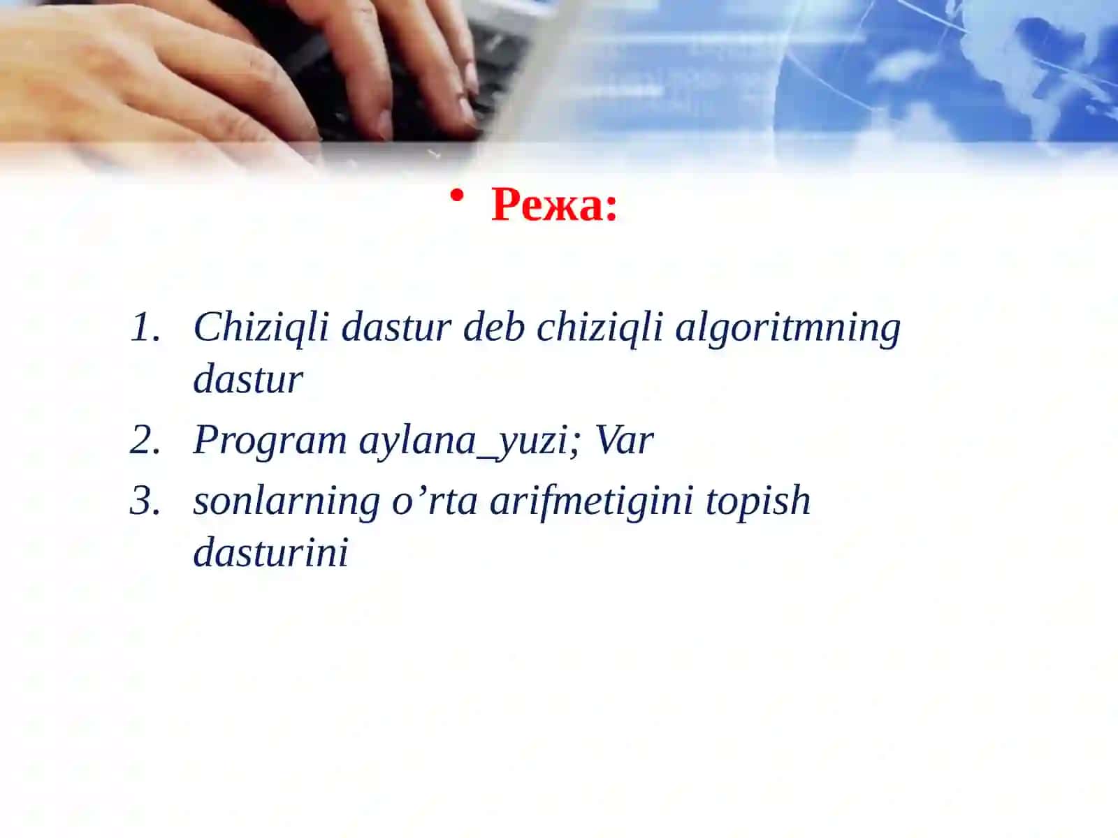 Chiziqli dasturlar tuzish 2